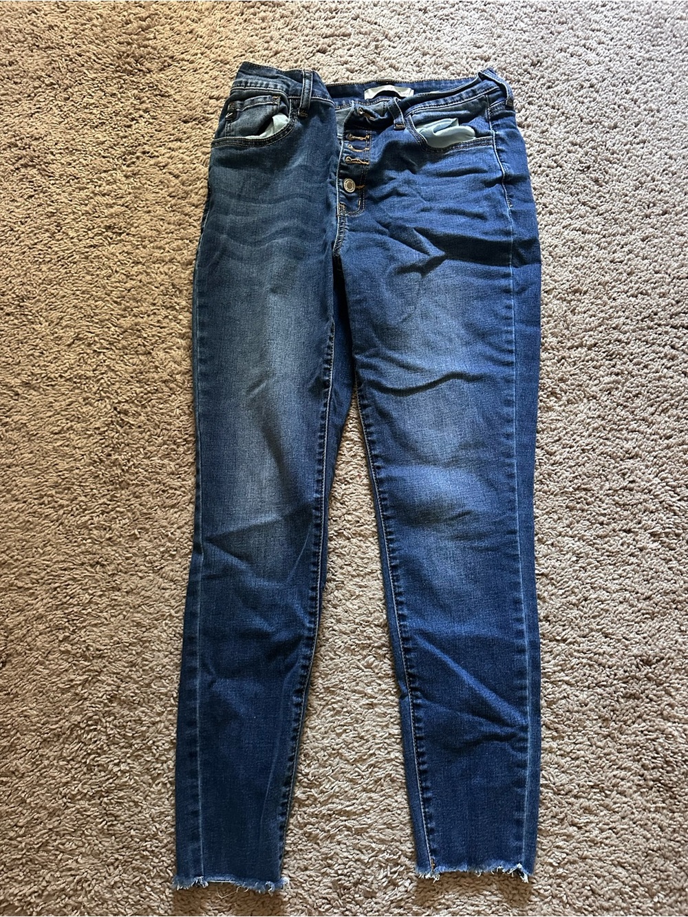 KanCan Dark Blue High-Rise Skinny Jeans with Button-Fly